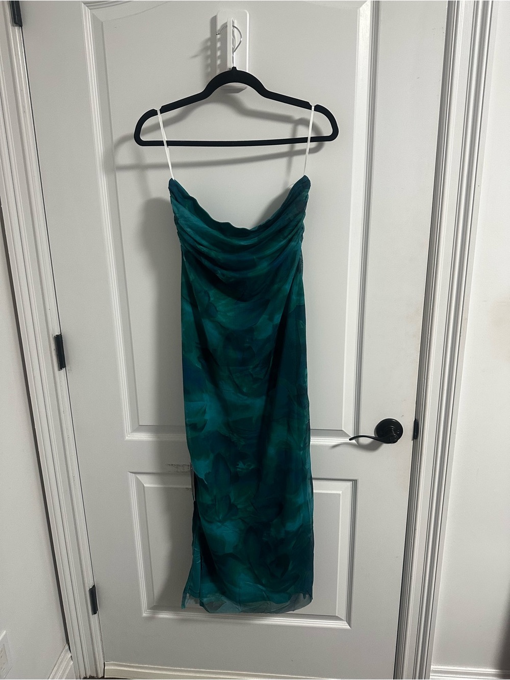Teal Cowl Neck Slip Dress - Picture 3 of 3